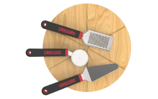 Grill Guru Pizza Set (Pizza Board + Cutter + Rasp + Spatul kopen bij 24BBQ.NL
